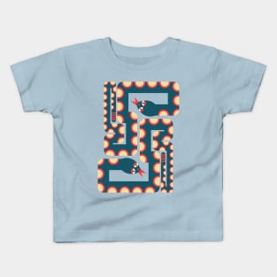 TWO RETRO GRAPHIC SNAKES Geometric Dark Blue and Red - UnBlink Studio by Jackie Tahara Kids T-Shirt